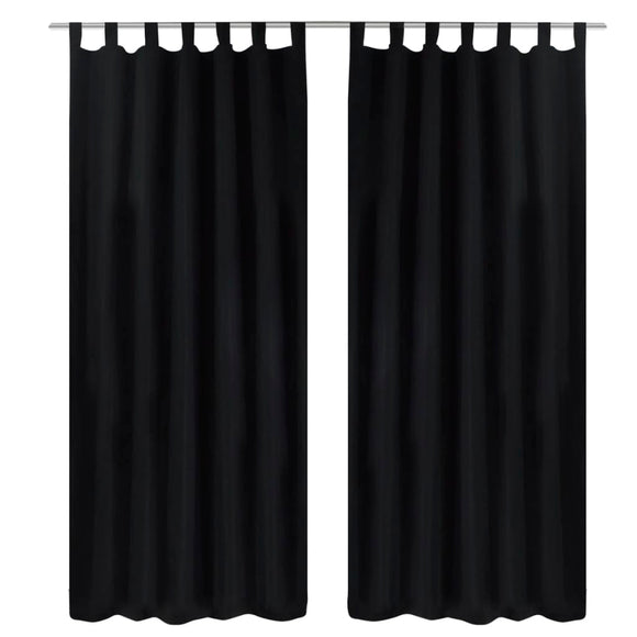 2-pack gardiner med öglor i svart microsatin 140 x 225 cm