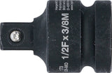 Kraft-Hylsnyckel-Adapter | Inre fyrkant 12,5 mm (1/2") - Yttre fyrkant 10 mm (3/8"). BGS 173