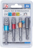 Adaptersats för borrmaskiner | kulört | Fäste yttre sexkant 6,3 mm (1/4") | 6,3 mm (1/4"), 10 mm (3/8"), 12,5 mm (1/2"), Inre sexkant 6,3 mm (1/4") | 4 delar. BGS Diy 20814