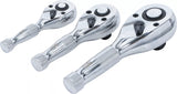 Omställbart Mini-Spärrhandtag-sats | 6,3 mm (1/4") / 10 mm (3/8") / 12,5 mm (1/2") | 3 delar. BGS 215