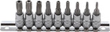 Bit-Insats-sats | 6,3 mm (1/4") | T-Profil (för Torx) med borrning T10 - T50 | 9 delar. BGS 2165