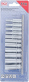 Hylsa-sats Sexkant, djup | 6,3 mm (1/4") | 4 - 13 mm | 11 delar. BGS 2221