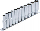 Hylsa-sats Sexkant, djup | 10 mm (3/8") | 8 - 19 mm | 11 delar. BGS 2222