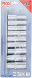 Hylsa-sats Sexkant, djup | 12,5 mm (1/2") | 10 - 24 mm | 9 delar. BGS 2223