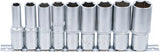 Hylsa-sats Sexkant, djup | 12,5 mm (1/2") | 10 - 24 mm | 9 delar. BGS 2223