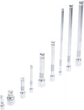 Tippförlängnings-sats | 6,3 mm (1/4"), 10 mm (3/8"), 12,5 mm (1/2") | 9 delar. BGS 2253