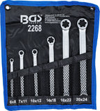 Dubbel-ringnyckel-sats med E-profil-ringar | E6 x E8 - E20 x E24 | 6 delar. BGS 2268
