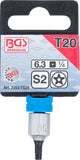 Bit-Insats | 6,3 mm (1/4") | TS-Profil (för Torx Plus) med borrning TS20. BGS 2355-TS20