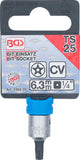 Bit-Insats | 6,3 mm (1/4") | TS-Profil (för Torx Plus) med borrning TS25. BGS 2355-TS25