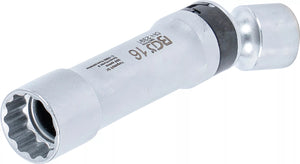 Tändstift-Länkinsats tolvkant med hållarfjäder | 10 mm (3/8") | 16 mm. BGS 2391