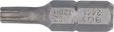 Bit | Längd 25 mm | Yttre sexkant 6,3 mm (1/4") | T-Profil (för Torx) med borrning T20. BGS 2441