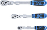 Omställbart Spärrhandtag-sats | utdragbart, vinkelbart | 6,3 mm (1/4") - 10 mm (3/8") - 12,5 mm (1/2") | 3 delar. BGS 25128