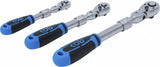 Omställbart Spärrhandtag-sats | utdragbart, vinkelbart | 6,3 mm (1/4") - 10 mm (3/8") - 12,5 mm (1/2") | 3 delar. BGS 25128