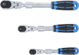 Omställbart Spärrhandtag-sats | utdragbart, vinkelbart | 6,3 mm (1/4") - 10 mm (3/8") - 12,5 mm (1/2") | 3 delar. BGS 25128