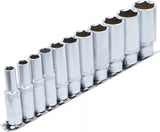 Hylsa-sats Sexkant, djup | 10 mm (3/8") | Tumsstorlekar | 11 delar. BGS 2756