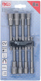 Hylsa-sats Sexkant | extra lång | Yttre sexkant 6,3 mm (1/4") | för Borrmaskiner | 6 - 13 mm | 8 delar. BGS 2759