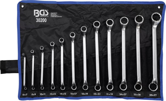 Dubbel-ringnyckel-sats | Djupt bockad | 6 - 32 mm | 12 delar. BGS 30200