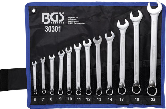 U-ringnyckel-sats | Bockad | 6 - 22 mm | 12 delar. BGS 30301