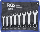 U-ringnyckel-sats | extra kort | Tumsstorlekar | 3/8" - 7/8" | 8 delar. BGS 32140