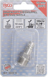 Tryckluft-Sticknippel | 10 mm (3/8") yttre gänga. BGS 3222-4
