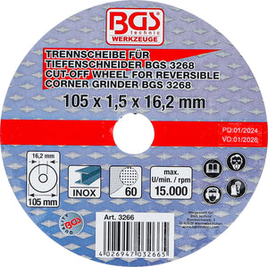 Kapskiva för BGS Djupslip | Ø 105 x 1,5 x 16,2 mm. BGS 3266