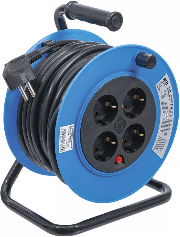 Kabeltrumma | 15 m | 3 x 1,5 mm² | 4 uttag | IP 20 | 3000 W. BGS 3360