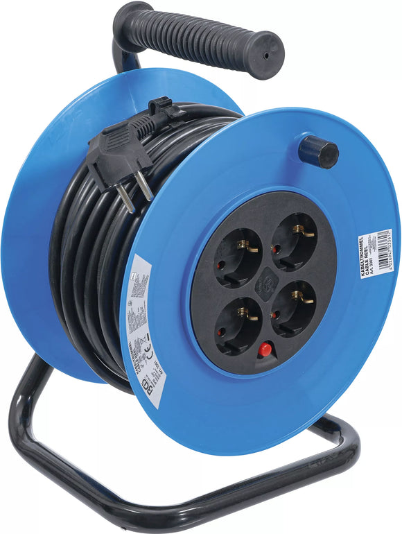 Kabeltrumma | 25 m | 3 x 1,5 mm² | 4 uttag | IP 20 | 3000 W. BGS 3361