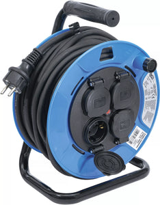 Kabeltrumma | 25 m | 3 x 1,5 mm² | 4 uttag med lock | IP 44 | 3500 W. BGS 3375