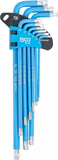 Vinkelnyckel-sats | T-Profil (för Torx) / T-Profil (för Torx) med borrning T10 - T50 | 9 delar. BGS 35105