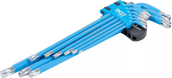Vinkelnyckel-sats | T-Profil (för Torx) / T-Profil (för Torx) med borrning T10 - T50 | 9 delar. BGS 35105