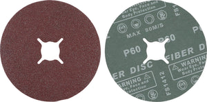Set med fiber-slipskivor | kornstorlek 60 | aluminiumoxid | 10 delar. BGS 42027