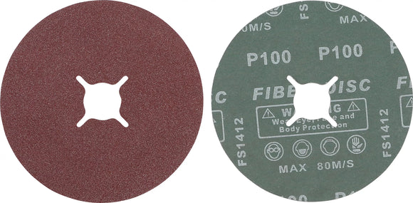 Set med fiber-slipskivor | kornstorlek 100 | aluminiumoxid | 10 delar. BGS 42028