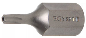 Bit | Längd 30 mm | Yttre sexkant 10 mm (3/8") | T-Profil (för Torx) med borrning T15. BGS 4615