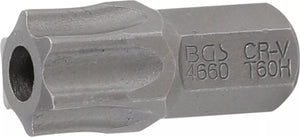 Bit | Längd 30 mm | Yttre sexkant 10 mm (3/8") | T-Profil (för Torx) med borrning T60. BGS 4660
