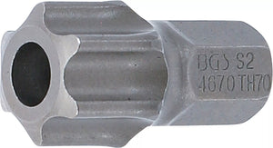 Bit | Längd 30 mm | Yttre sexkant 10 mm (3/8") | T-Profil (för Torx) med borrning T70. BGS 4670