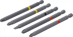 Bit-sats | Yttre sexkant 6,3 mm (1/4") | Krysspår PH, krysspår PZ, spår | Längd 110 mm | 5 delar. BGS Diy 4832