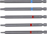 Bit-sats | Yttre sexkant 6,3 mm (1/4") | Inre sexkant, T-Profil (för Torx) | Längd 110 mm | 5 delar. BGS Diy 4836