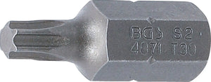 Bit | Längd 30 mm | Yttre sexkant 10 mm (3/8") | T-Profil (för Torx) T30. BGS 4871