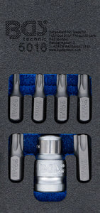 Skruvmejsel-Bit-sats | Yttre sexkant 10 mm (3/8") | T-Profil (för Torx) | 7 delar. BGS 5016