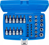 Bit- och hylsnyckelsats | 10 mm (3/8 tum) | T-profil (för Torx) | 34 delar. BGS 5021