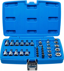 Bit- och hylsnyckelsats | 10 mm (3/8 tum) | T-profil (för Torx) | 34 delar. BGS 5021