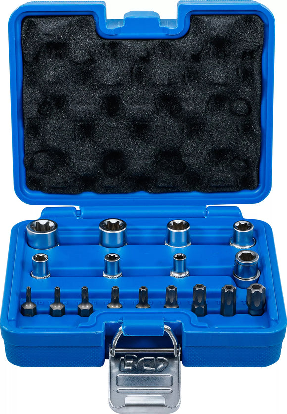 Bit- och Hylsnyckel-sats | E-Profil / T-Profil (för Torx) | 17 delar. BGS 5023