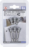 Bit-sats med djupstopp | För gipsplattor | Yttre sexkant 6,3 mm (1/4") | Krysspår PH2 | 6 delar. BGS Diy 50406