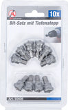 Bit-sats med djupstopp | För gipsplattor | Yttre sexkant 6,3 mm (1/4") | Krysspår PH2 | 10 delar. BGS Diy 50408