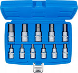 Bit-Insats-sats | 12,5 mm (1/2") | Inre sexkant 7/32" - 13/16" | Tumsstorlekar | 12 delar. BGS 5053
