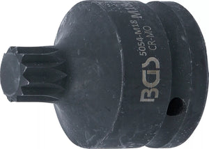Kraft-Bit-Insats | Längd 55 mm | 20 mm (3/4") | Inre mångtandad (för XZN) M18. BGS 5054-M18