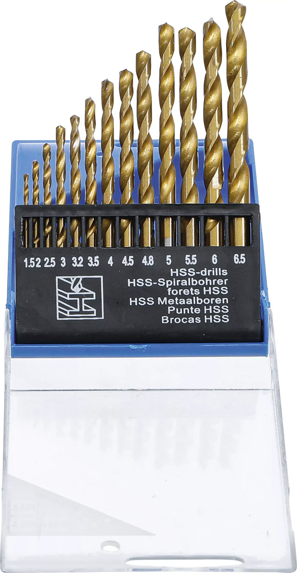 HSS-Spiralborr-sats | titan-nitrerat | 1,5 - 6,5 mm | 13 delar. BGS Diy 50813