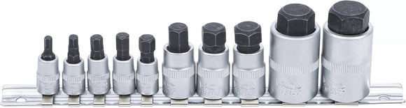Bit-Insats-sats | extra kort | Inre sexkant 4 - 19 mm | 10 delar. BGS 5099