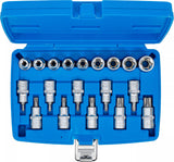 Bit-Insats-/Hylsa-sats | 12,5 mm (1/2") | E-Profil / T-Profil (för Torx) | 19 delar. BGS 5100