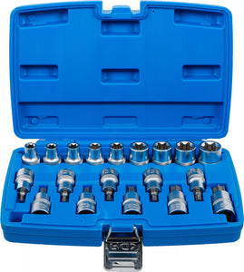 Bit-Insats-/Hylsa-sats | 12,5 mm (1/2") | E-Profil / T-Profil (för Torx) | 19 delar. BGS 5100